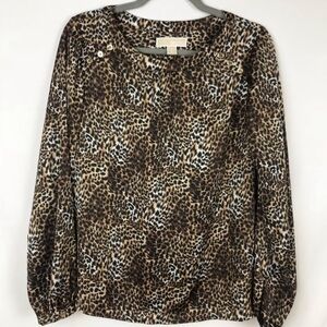 MICHAEL Kors Leopard Print Blouse Long Sleeve 6